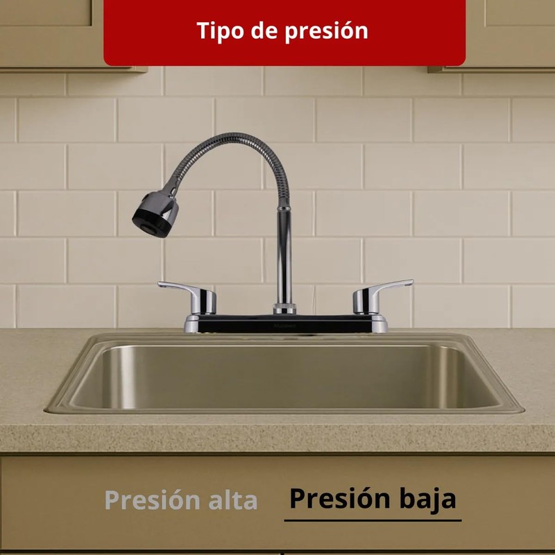 Llave Mezcladora Fregadero Maxims Cocina Plata Cromado Presion Baja Alta