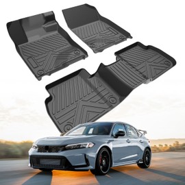Car Floor Mats for Honda Civic Sedan 2022 2023 2024 2025(w/o USB Port), All Weather Protection TPE Car Mats Custom Car Liners Accessories, Front & 2nd Row Floor Liners Set, Black(Not for Hatchback)