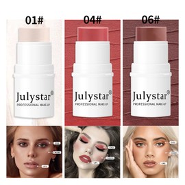 Cynamus Cream Blush Stick, Blush Cream, Blush Stick, Matte Highlight Blush Stick Contouring Stick, Long-Lasting, Waterproof, Natural, Smooth Blush Cream Pen for Cheeks, Eyes and Lips