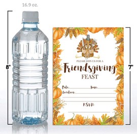 Watercolor Turkey Friendsgiving Feast Invitations, 20 5"x7" Fill In Cards with Twenty White Envelopes by AmandaCreation