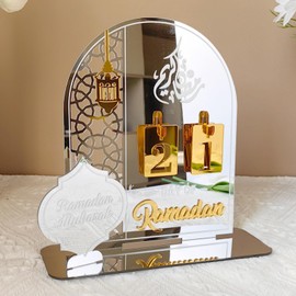 Ramadan Calendario Eid Mubarak Decorazione fai da te Islam Decorazione in acrilico Ramadan, calendario dell'Avvento, conto alla rovescia, decorazione per la preghiera, per il soggiorno