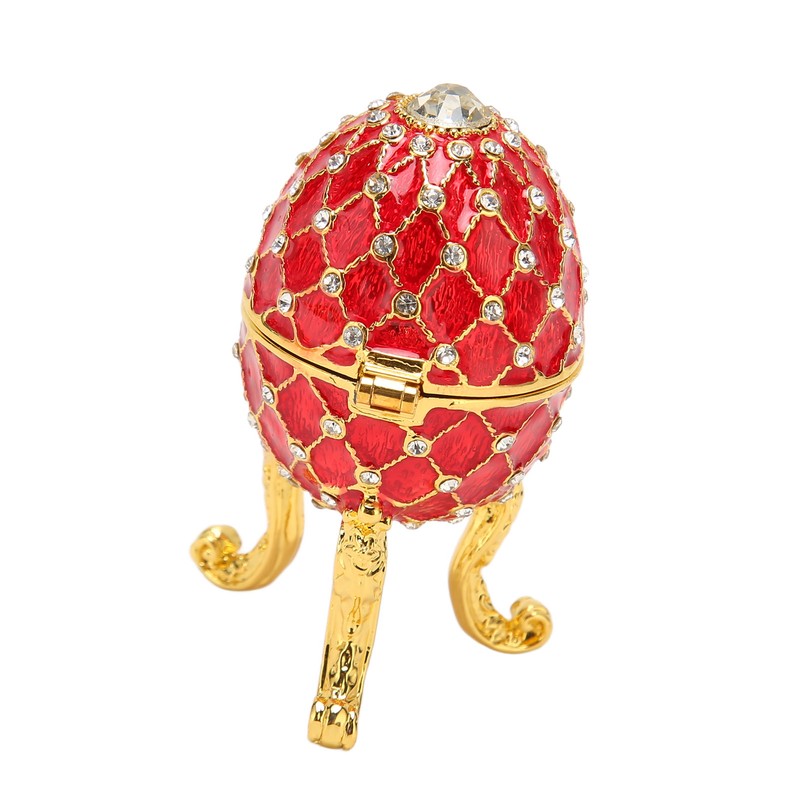 Egg Shaped Trinket Box Zinc Alloy Hinged Jewelry Ring Holder