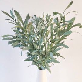 NOLAST 4pcs Faux Greenery Branches Stems Fake Olive Branches Artificial Plants for Vase Home Party Decoration (Gray Green)