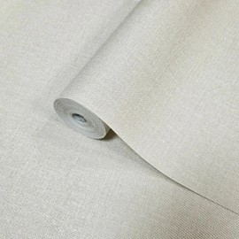 Beige Off White Cream Faux Woven Thread Sackcloth Fabric Textured Wallpaper roll