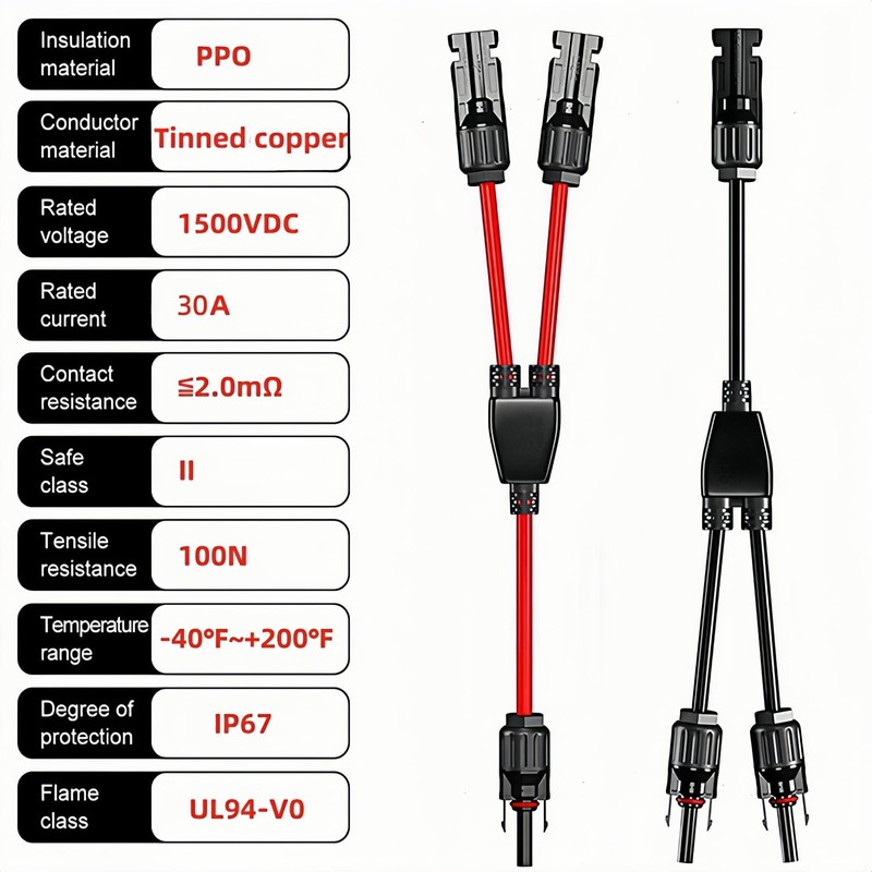 Losato 3 Pair Solar connectors Y-Tee 1-to-2 Waterproof Parallel Adapter,