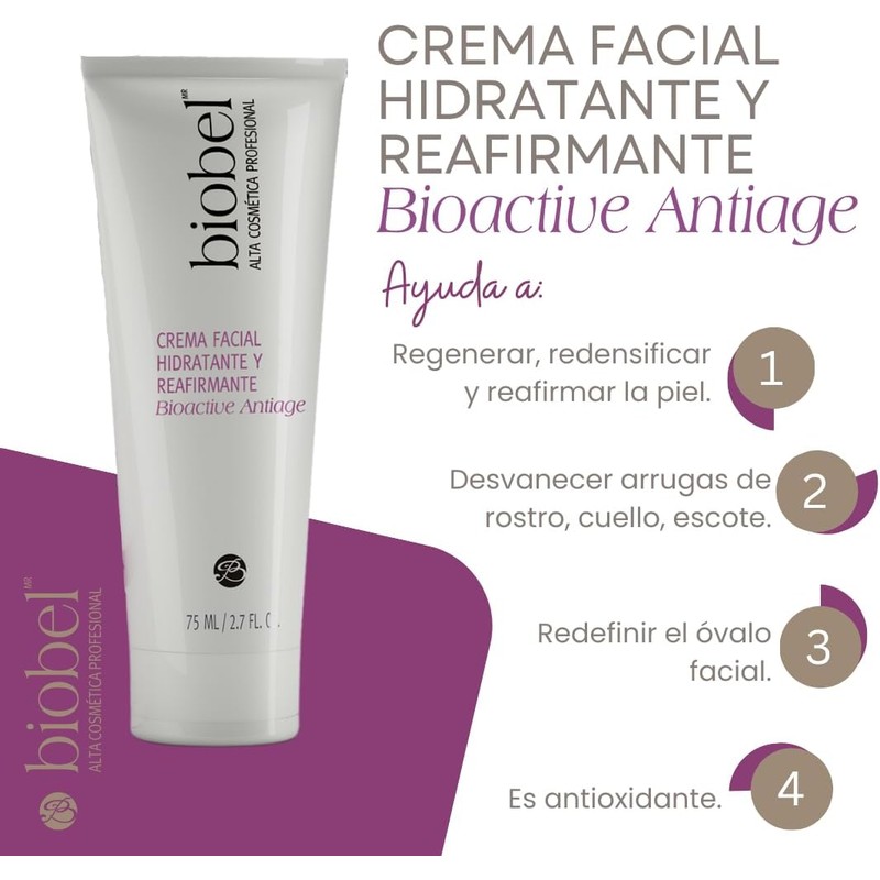 Biobel Crema Facial Hidratante y Reafirmante Bioactive Antiage 75ml