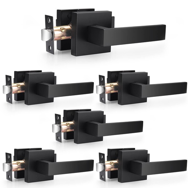 Probrico Probrico Matte Black Passage Door Levers Square Hall Closet