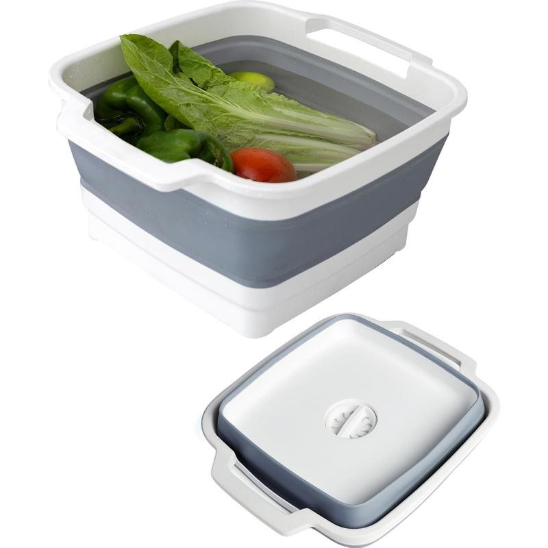 Collapsible Dish Tub 9L-Collapsible Basin Bucket Portable Sink-Outdoor Multiuse Foldable