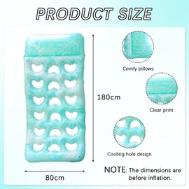 Air Mattress Pool 170 x 80 cm, Water Hammock, Swimming Mattress, Pool Toy, Portable Swimming Chair for Water Party, Water Fun, Summer Fun Adults Children - Blue