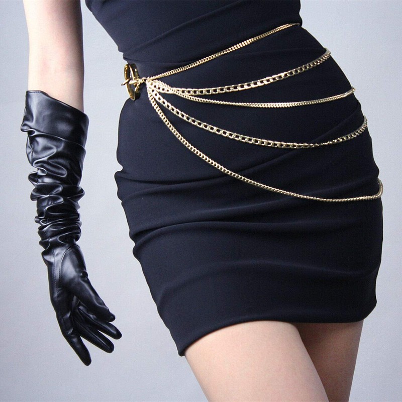 DooWay Long Black Leather Gloves Women TOUCHSCREEN Faux Lambskin Super