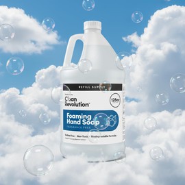 Clean Revolution Foaming Hand Soap Refill Supply, Gentle, Moisturizing & Eco-Friendly, Ready to Use Formula, Gluten Free, Unscented, Fragrance Free, 128 Fl Oz