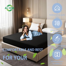 Ali King Grounding Sheets - Full XL Sizes, Soft Cotton with Silver Fiber, Down to Earth Grounding Sheets for Improved Sleep Anxiety (Black, Full XL 54 * 80 * 15)