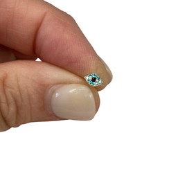 Evil Eye Nose Stud | 14k Solid Gold | Blue Eye Nose Bone 14k Gold | Solid 14 Eyeball Nose Stud | Blue Simulated Diamond CZ | Multi Blue Eye Piercing Stud | Dainty 20 Gauge 20g
