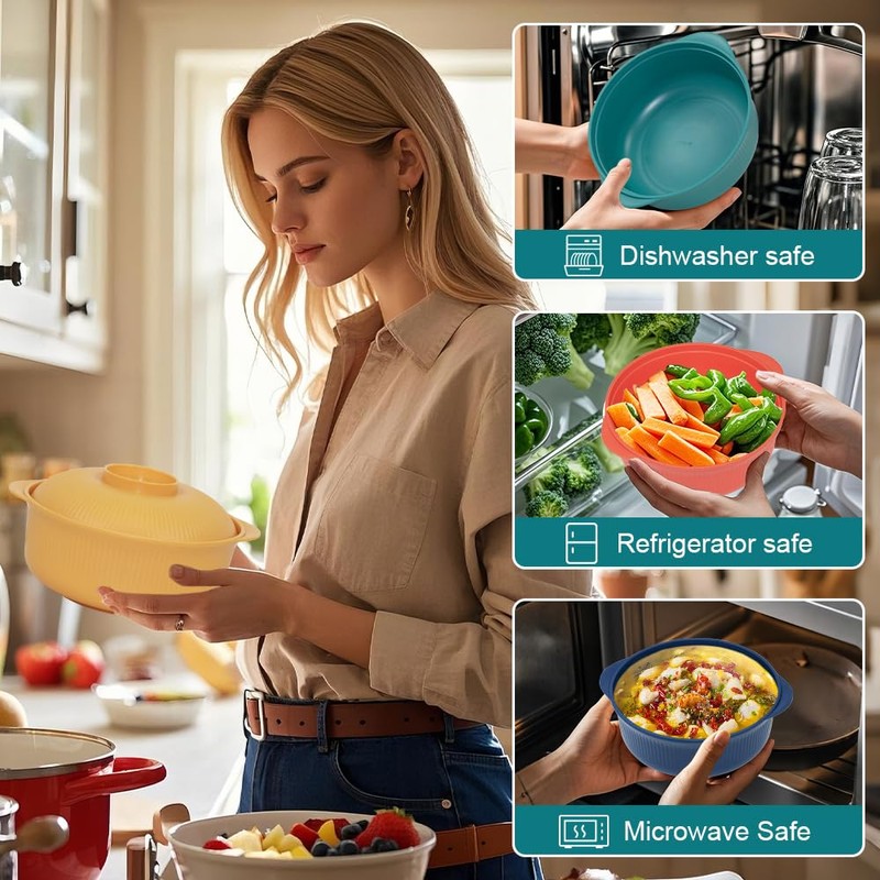 Oylnidea 4pcs Unbreakable Cereal Bowls- Microwave & Dishwasher Safe BPA-Free