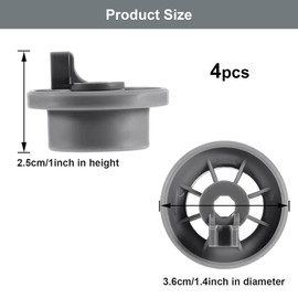 Dishwasher Wheels, Lower Basket Wheels, Lower Basket Wheels, Pack of 4 Lower Basket Wheels, Dishwasher Replacement Parts, Compatible for Bosch Siemens Neff Beko 611475