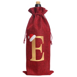 Burlap Wine Bag Christmas Wine Bag With Letters Wine Champagne Gift Bag With Drawstring Letter E