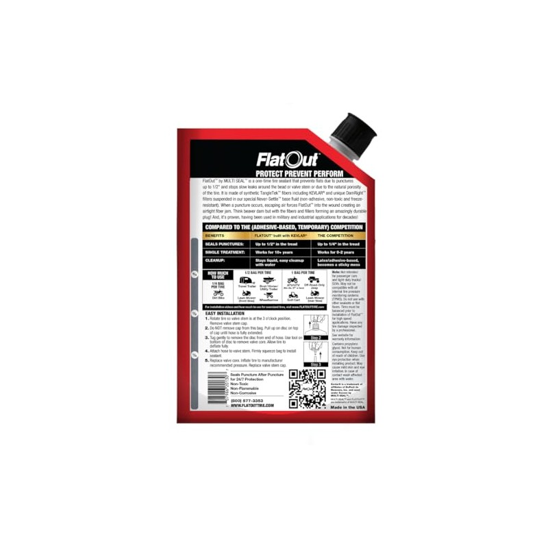 FlatOut Tire Sealant - Prevent Flat Tires with Kevlar Protection