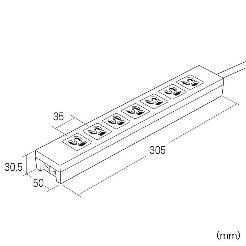 Sanwa Supply TAP-F37-3ZSR Power Strip 7 Outlet (3P) 3 m
