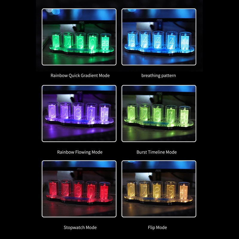 Nixie Tube Clock Breathing RGB High Accuracy Time Clock Luminous