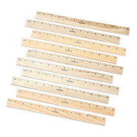 hand2mind 12 inch Wood Rulers with 1/4 Divisions, Pack of 10