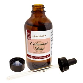 Cedarwood (Texas) Essential Oil - 4 fl oz - Amber Glass Bottle w/Glass Dropper - 100% Pure & Natural - GreenHealth