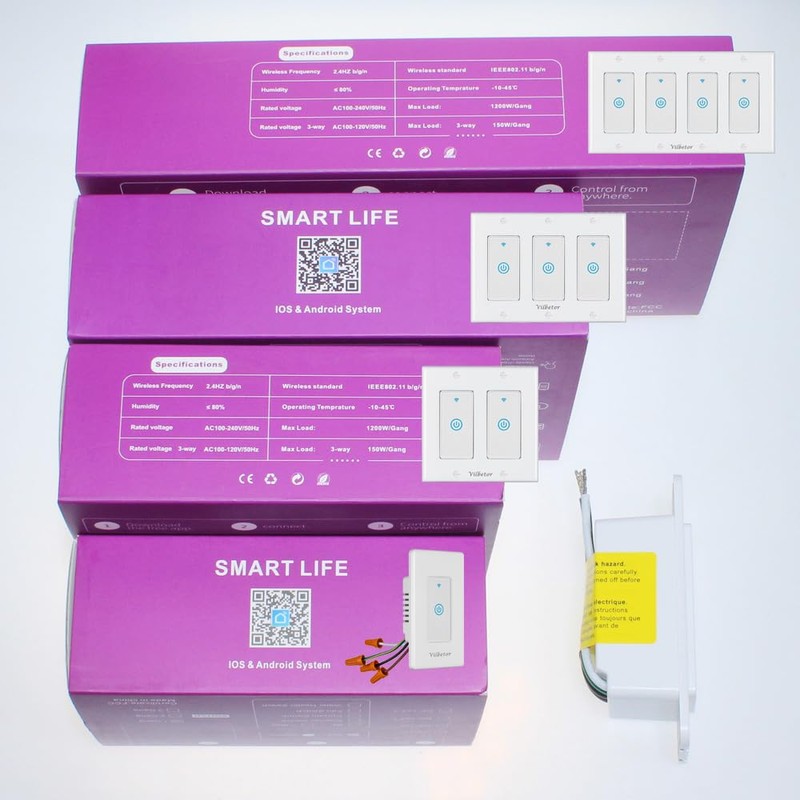 Vilbetor Smart WiFi Switch 4 Pole, Touch, White, ON-AUTOMATIC-ON, Compatible