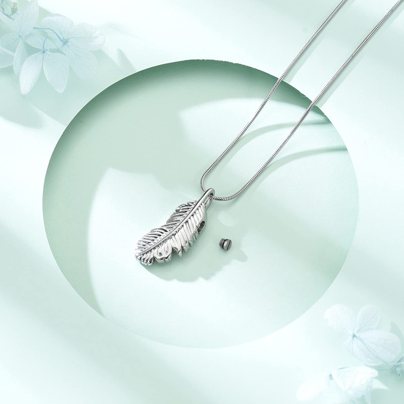 Cremation Jewelry Memorial Urn Necklace for Ashes Feathers Urn Pendant