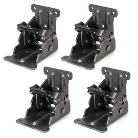 Lheng 2Pack Black Foldable Bracket Self-Lock Hinge Hardware with Screws Lock Extension Support for Table Leg Bed Leg