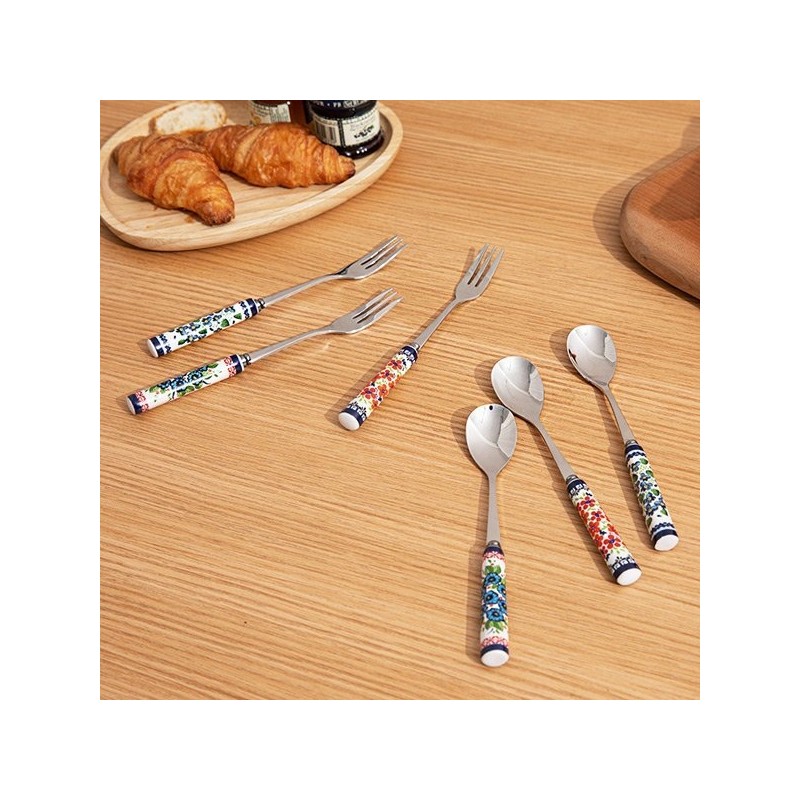 Select 1 Romantic Flower Cake Fork and Teaspoon 6-Piece Set