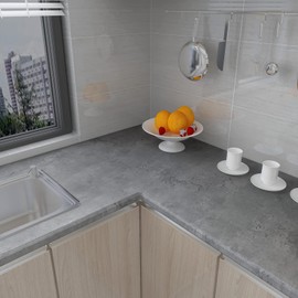 Holomey Dark Concrete Wallpaper Peel and Stick Cement Wallpaper 36x157 inch Thick Matte Gray Contact Paper Waterproof Removable Self-Adhesive Texture Wallpaper for Living Room Kitchen Bedroom Bathroom