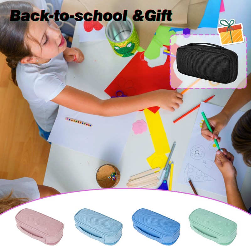 JAESITETER Big Capacity Pencil case,Soft Corduroy Pencil Bag,Cute Pen Case