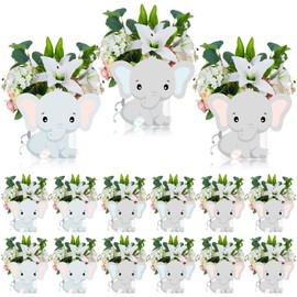 Hushee 12 Sets Baby Shower Flower Centerpieces for Tables Baby Shower Elephant Decorations 3D Boxes for Boys Girls Birthday Centro De Mesa Para Gender Reveal Tea Party Supplies