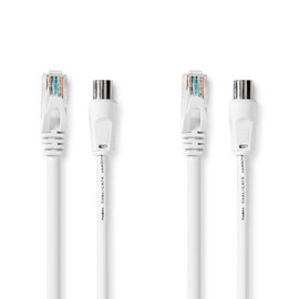 Nedis Coax & Cat6 Combination Cable - IEC (Coax) Plug / RJ45 Plug - IEC (Coax) Female / RJ45 Plug - Nickel Plated - RG58-75 Ohm - Double Shielded - 3.00 m - Round - PVC - White - Label