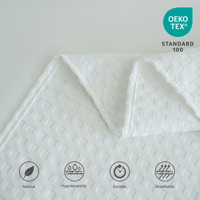 BISELINA Waffle Weave Bed Skirt, 14" Tailored Draped Basic Dust