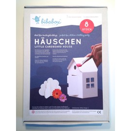 B-Ware Product - bibabox - Box of 8 Small Cardboard House for Crafts and Painting - Sustainable Toy and Craft Set Children, Small Cardboard House for Children, Great Gift Girls and Boys