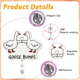 Hotlea Goose Bumps Badge Reel with Alligator Clip Funny ID Badge Holders Cute RN LPN CNA MA PCT Badge Buddy Nursing Medical Students Nurse Accessories for Work