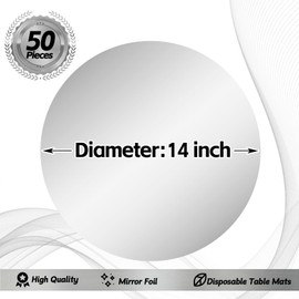 50 Pieces Silver Paper Placemats Round Disposable Glitter Table Mats Mirror Foil Decorative Place Mats for Wedding Holiday Party Christmas Dining Table Decor