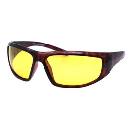 PASTL TAC Polarized Yellow Lens Sunglasses Wrap Oval Rectangle Biker UV 400 Tortoise