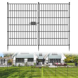 10 Panels No Dig Decorative Outdoor Garden Fence with Gate for Yard, 40 in(H) X 23.6 ft(L) Animal Barrier Fencing Rustproof Metal Wire Panel Border for Dog, Rabbits, and Patio Temporary Ground Stakes