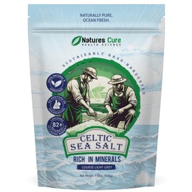Celtic Sea Salt – 100% Natural Unrefined Celtic Sea Salt – Over 85 Rich Minerals Naturally Included – Light Grey, 600g – by Natures Cure