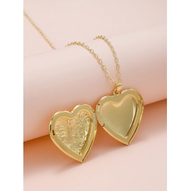 Gold Heart Locket Necklace for Women that Holds Pictures Customizable Lockets Heart Necklaces Photo Locket Necklace for Women Girls Customized Picture Neckalce Memorial Gift