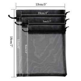 G2PLUS Black Organza Gift Pouches - 10x15 CM Medium Organza Favor Bags, 50 PCS Wedding Jewelry Bags - Clear Mesh Pouches for Wedding, Christmas, Birthday, Anniversary