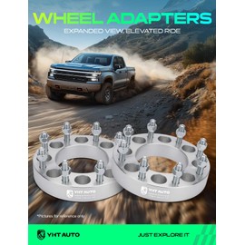 YHTAUTO 8x6.5 to 8x180 Wheel Adapters 1.5 inch Fits Chevy, GMC, Silverado Sierra 2500 3500 HD 1999-2010, C/K, Suburban, Savana, Express, 8 Lug Tire Adapters w/ M14x1.5 & 12.9 Studs, 117 mm Bore 4PCS