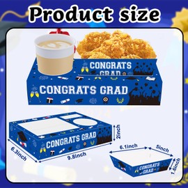 Jansun 36 Pcs Graduation Snack Trays & Boxes - Blue, Cardboard, Disposable, Square, Graduation Theme