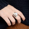 DTECGOUG Silver Plated Retro Women's Natural Moonlight Stone Oval Single
