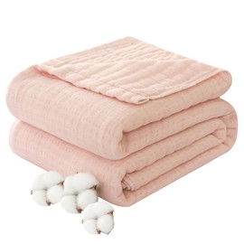 fuwawa Gauze Blanket, Double, 6 Layers, Natural Cotton, 100% Moisture Wicking, Breathable, Cotton, Nap Ket, Soft, Summer Sleep, Skin-friendly, Comfortable All Season, Washable, Antibacterial,