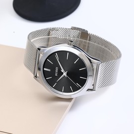 Men's Watch, Analog Quartz, Waterproof, Popular, Thin, Simple, Stylish, Business, Casual, Leather Strap, Men's Watch, Black, Bracelet Type