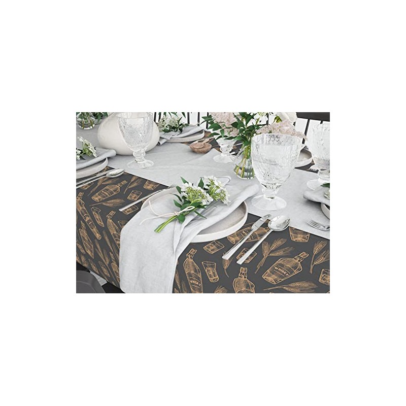 Xtremepads Whisky Pattern Pattern - Rectangle Oblong Linen Tablecloth, 60”