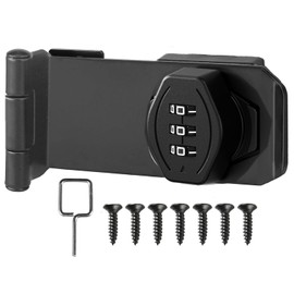 Litensh 90 Degree Right Angle Cabinet Password Hasp Locks Latch Rotary Combination Latch Lock Security Anti-Theft Keyless Door Lock for Barn Door Outdoor Garden Drawer Cupboard Black, 4 Inch