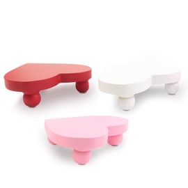 Heart Risers Valentine's Day Tiered Tray Decors Love Day Mini Risers Pink White Red Farmhouse Home Decor, 3 PCS